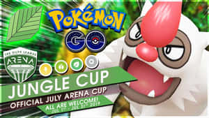 Pokemon GO 叢林盃活動海報，有一隻咆哮的白色和紅色寶可夢角色。 — 型爆寵物小精靈 壁紙