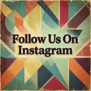 復古幾何圖案，帶有推廣 Instagram 關注的文字。
