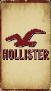 復古Hollister標誌牌，紅色鳥和文字，米色背景