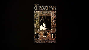 The Doors 專輯封面，金色花絲和樂隊肖像在黑色背景上。 — 專輯封面 壁紙