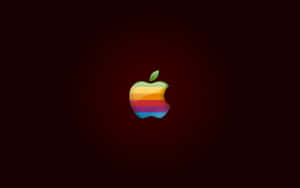 深色背景上帶有彩虹條紋的復古Apple標誌