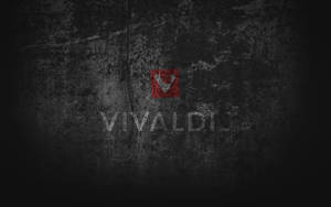 帶有褪色紅色Vivaldi標誌和白色文字的深色混凝土牆。 — 電腦 GIF 壁紙