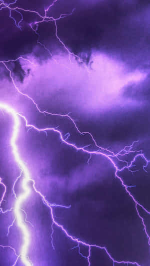 紫色閃電照亮黑暗的暴風雲，展現強大的自然力量。 — 淺紫色動態圖片 壁紙