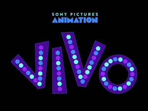 在 Sony Pictures Animation 下，黑色背景上帶有發光點的 Vivo 標誌