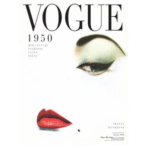 1950年1月Vogue雜誌封面， featuring 女性眼睛和紅唇。
