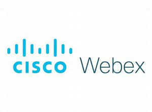 Cisco Webex 標誌，帶有藍色信號條和文字，置於白色背景上。