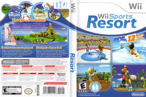 Wii Sports Resort遊戲封面，展示卡通角色進行沙灘運動。