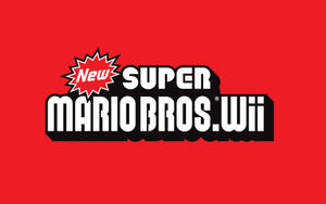 紅色背景上的 New Super Mario Bros. Wii 遊戲標誌