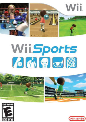 Wii Sports遊戲封面，卡通角色在玩各種運動。 — 遊戲 壁紙