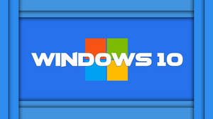 Windows 10 標誌，藍色背景上帶有彩色方塊。