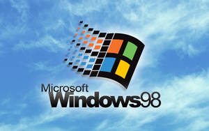Microsoft Windows 98 標誌在藍天白雲背景下