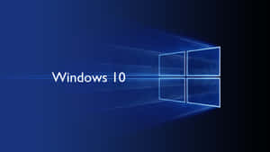在深藍色背景上帶有發光藍色光線的 Windows 10 標誌。