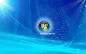 Windows Seven 標誌搭配藍色抽象數字背景和發光光線。