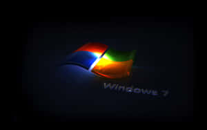 Windows 7標誌在黑暗背景上發出彩色反射的光芒