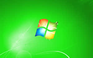 發光綠色背景上的Windows標誌，帶有光線條紋。