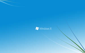 Windows 8 標誌在藍色漸變背景上，帶有綠色和白色條紋。 — 藍色 壁紙