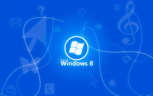 Windows 8 作業系統標誌，藍色背景上有應用程式圖標。 — 藍色 壁紙