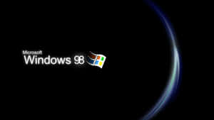 Windows 98 標誌在黑色背景上帶有色彩繽紛的光跡