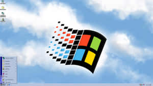 Windows XP 標誌，帶有桌面圖標和開始功能表，背景為藍天。