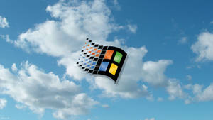 Microsoft Windows 標誌在藍天白雲中像素化