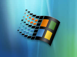 在漸變背景上由彩色像素方塊組成的 Windows 標誌