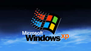Windows XP標誌在星空和雲朵的夜空背景下