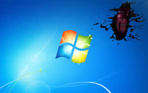 Windows 標誌與一個衝破螢幕的怪物 — 天空景觀 壁紙