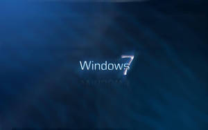 Windows 7 標誌在藍色抽象背景上帶有發光文字。