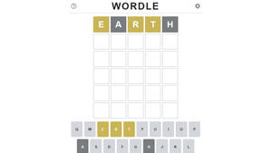 Wordle遊戲畫面，猜出EARTH，字母以黃色突出顯示。