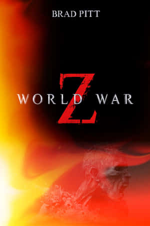 《World War Z》電影海報，帶有喪屍臉孔和火焰。