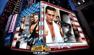 摔角明星Jack Swagger和Alberto Del Rio出現在夜晚時代廣場的巨型廣告牌上。