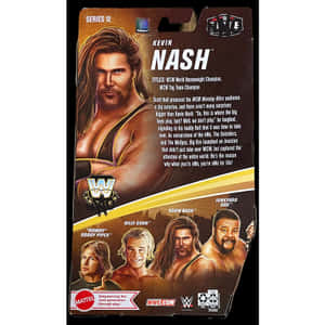 WWE Kevin Nash 動作人偶盒，附有團隊照片和傳記文字。