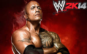 WWE摔角手狄維·莊遜在WWE 2K14遊戲宣傳圖片中，背景為紅色煙霧。