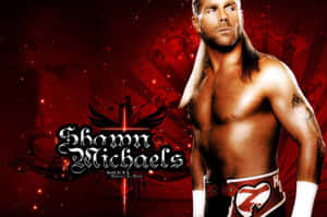 摔角手 Shawn Michaels 在紅色主題宣傳照中佩戴心形標誌腰帶。