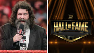 WWE名人堂入選者在摔角擂台內對著麥克風說話。 — WWE GIF 壁紙