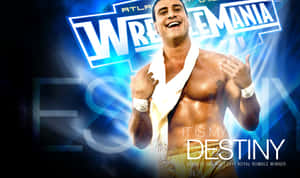 摔角手 Alberto Del Rio 在 WrestleMania 上披著毛巾慶祝勝利。