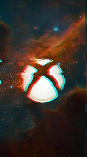 在多彩宇宙背景上帶有故障效果的Xbox標誌