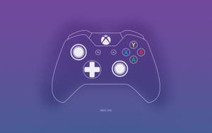 紫色漸變背景上的Xbox One手掣白色線條圖