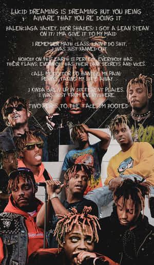 饒舌歌手 XXXTentacion 的拼貼畫，包含引言和時尚單品。