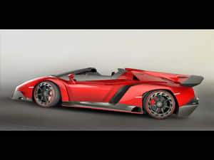 紅色林寶堅尼 Veneno Roadster 開篷跑車在工作室中 — 蘭博基尼 壁紙