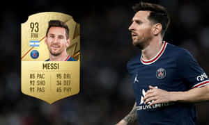 里奧·美斯身穿巴黎聖日耳曼球衣，帶有FIFA Ultimate Team球員卡覆蓋層。 — 梅西 壁紙