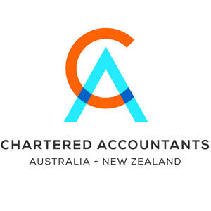 Chartered Accountants Australia and New Zealand 標誌，帶有風格化的CA字母。