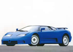 藍色 Bugatti EB110 跑車在白色背景下的攝影棚照片。 — 布加迪 壁紙