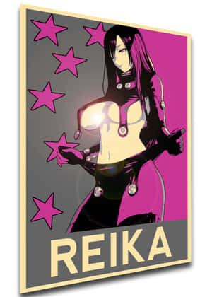 動漫角色 Reika 穿著粉紅色服裝，背景有星星。 — 粉紅動漫美學 壁紙