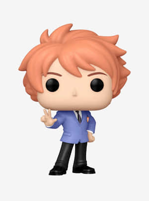穿著藍色西裝做出和平手勢的動漫角色 Funko Pop 人偶。 — Kindle 壁紙