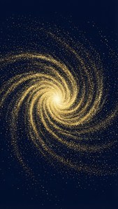 金色螺旋星系在深空中發光