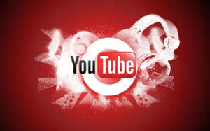 紅色背景上帶有耳機和白色噴濺的 YouTube 標誌 — Cia標誌 壁紙