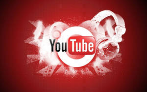 紅色背景上帶有耳機和白色飛濺的 YouTube 標誌