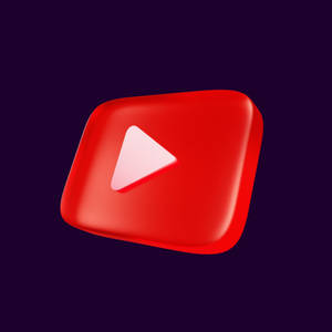 光滑的紅色YouTube播放按鈕圖示，深紫色背景