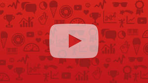 YouTube 標誌，帶有社交媒體和成就圖標，紅色背景
